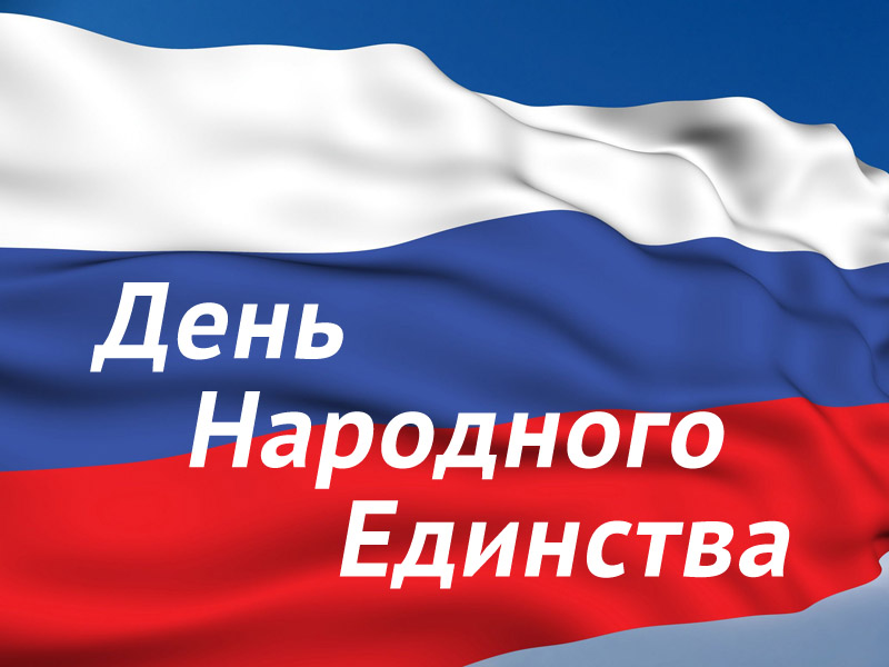 День народного единства на фоне флага РФ