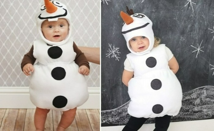 ребенок в костюме снеговика