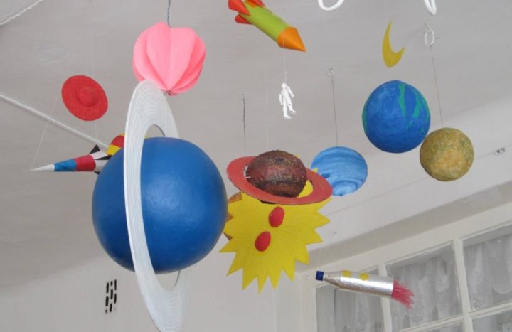 Декор ко дню космонавтики в детском саду